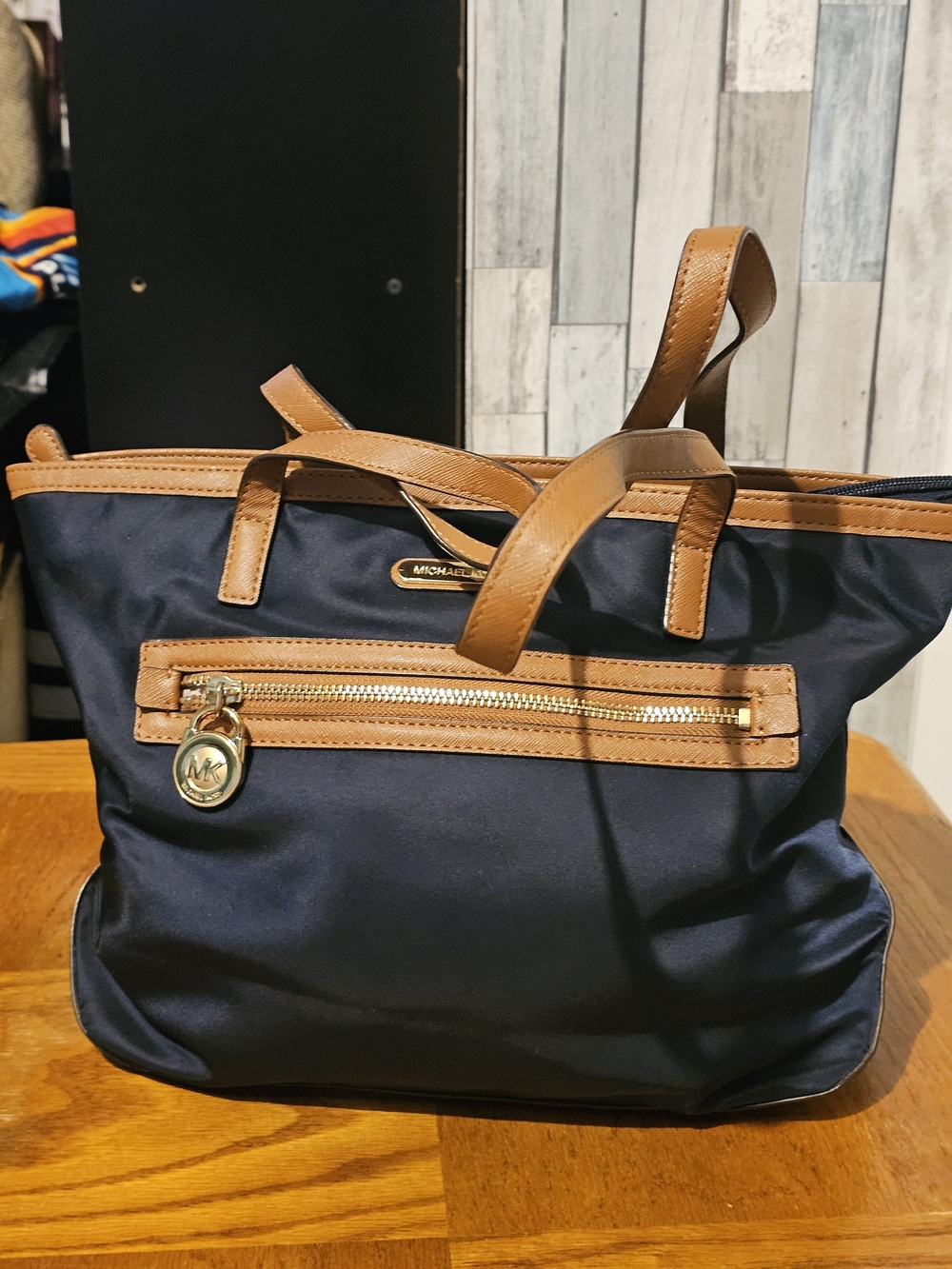 Michael Kors Navy and Tan Hand Bag
